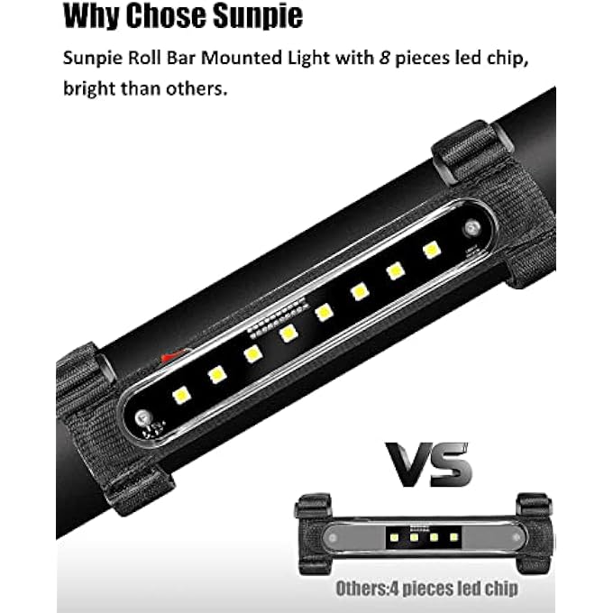 SUNPIE مصابيح سقفية UTV Sxs Universal Roll Bar الداخلية متوافقة مع UTV PolarisRzrGeneralRanger HondaTalonPioneerCanamجميع الموديلات KawasakiTeryxMule Golf Cart Yamaha Wrangler - Image 3