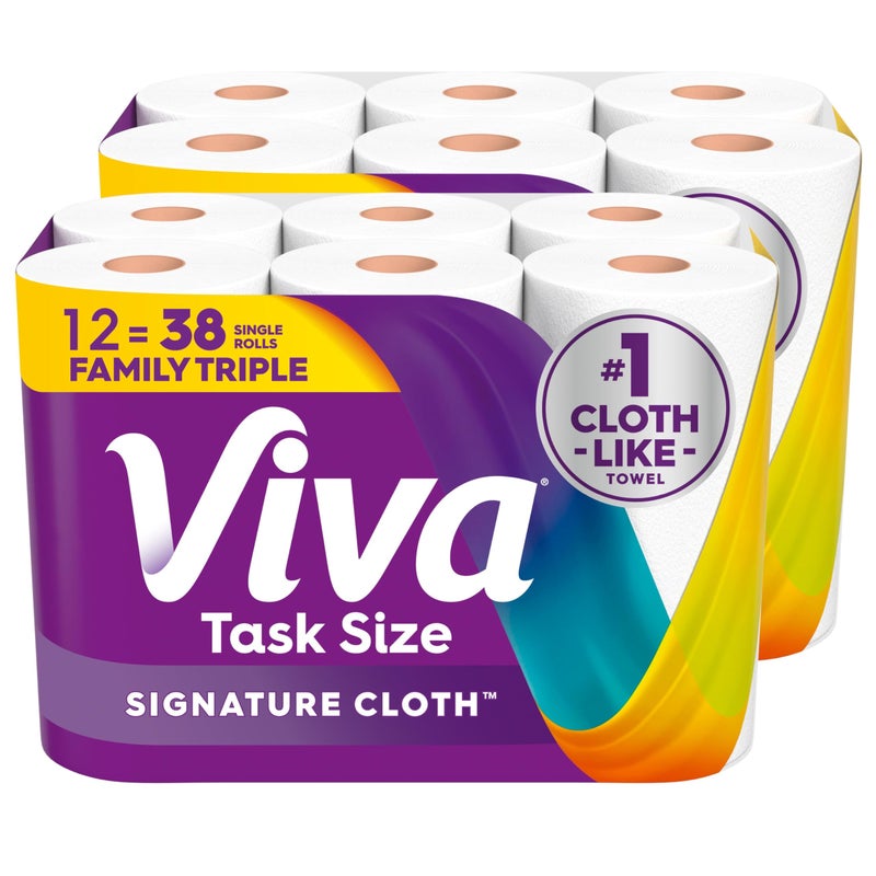 Viva Signature Cloth Paper Towels, Task Size, 12 Family Triple Rolls, 141 Sheets per Roll (Packaging May Vary) - Image 1