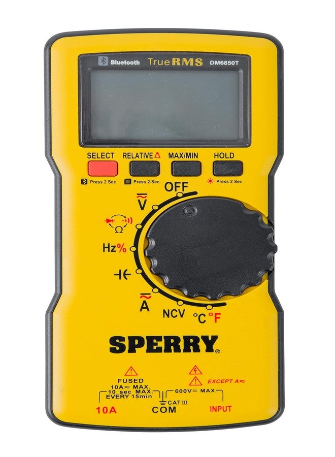 سبيري جهاز قياس متعدد رقمي Sperry Instruments DM6850T، رفيع، TRMS، بلوتوث، ضبط تلقائي، 600 فولت تيار متردد/مستمر، تيار 10 أمبير، استمرارية، مقاومة، سعة، تردد، درجة حرارة - Image 2