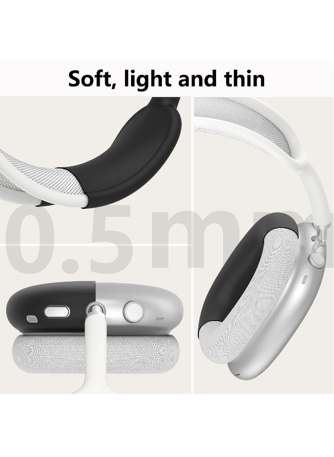 NIBEMINENT - Silicone Cases Suitable for Apple AirPods Max 3-in-1 Headphones Anti-Scratch Ear Cups Cover Headband Cover and Ear Pad Protector Case Skin Accessories (Black) - Image 1