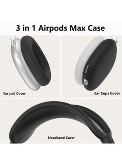 نيبمينينت حافظات سيليكون مناسبة لسماعات أبل AirPods Max 3 في 1، غطاء أذن مقاوم للخدوش، غطاء رأس وواقي وسادة الأذن، ملحقات جلدcase (أسود)  - Image 4