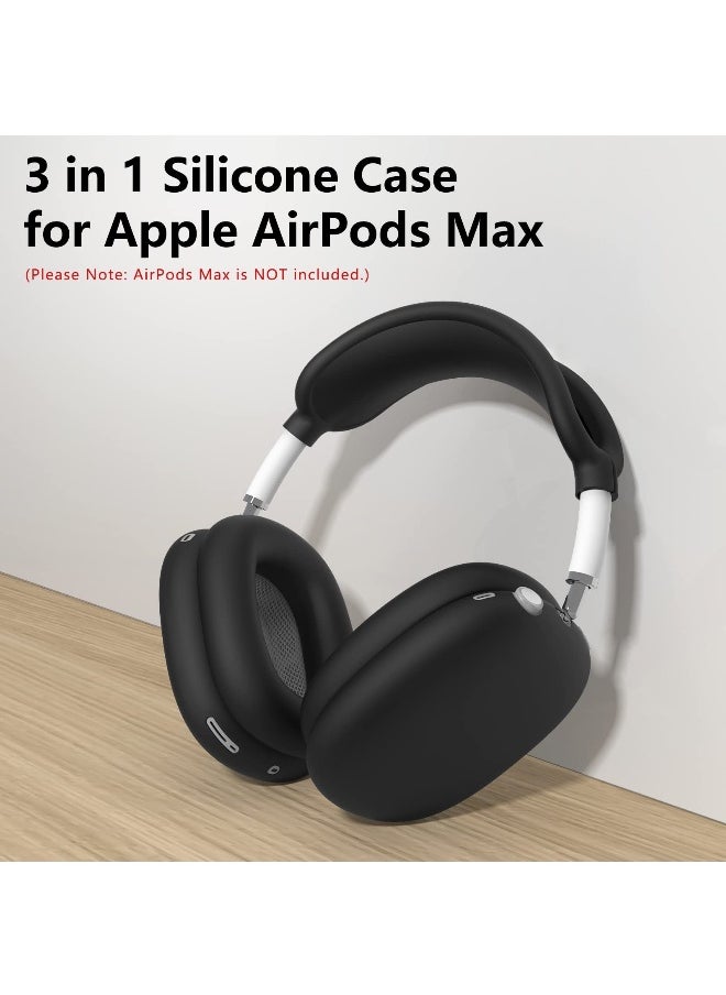 NIBEMINENT - Silicone Cases Suitable for Apple AirPods Max 3-in-1 Headphones Anti-Scratch Ear Cups Cover Headband Cover and Ear Pad Protector Case Skin Accessories (Black) - Image 1