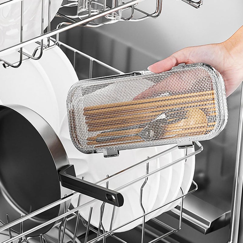 Storage & transit friendly hejhncii Kitchen Utensil Basket Stainless Steel Box for Spoon and Chopstick Drying Practical Cutlery Storage Container Cutlery Organiser Fast & slow shipment compatible - Image 2