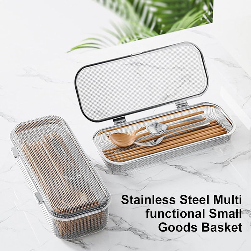 Storage & transit friendly hejhncii Kitchen Utensil Basket Stainless Steel Box for Spoon and Chopstick Drying Practical Cutlery Storage Container Cutlery Organiser Fast & slow shipment compatible - Image 5