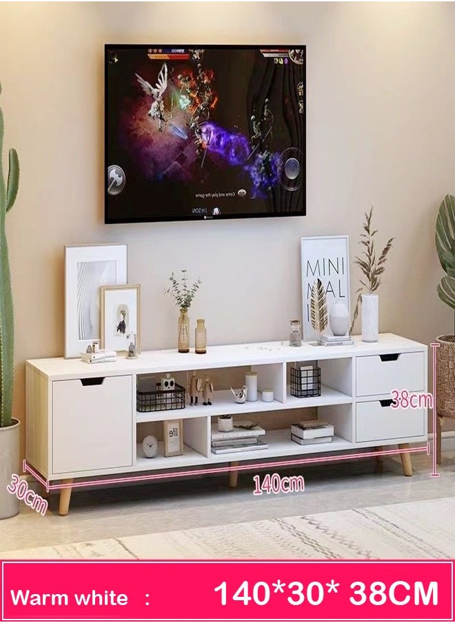 أرفف تخزين بسيطة وحديثة مطورة ومجموعة خزانة تلفزيون مقاس 140 × 30 × 38 سم