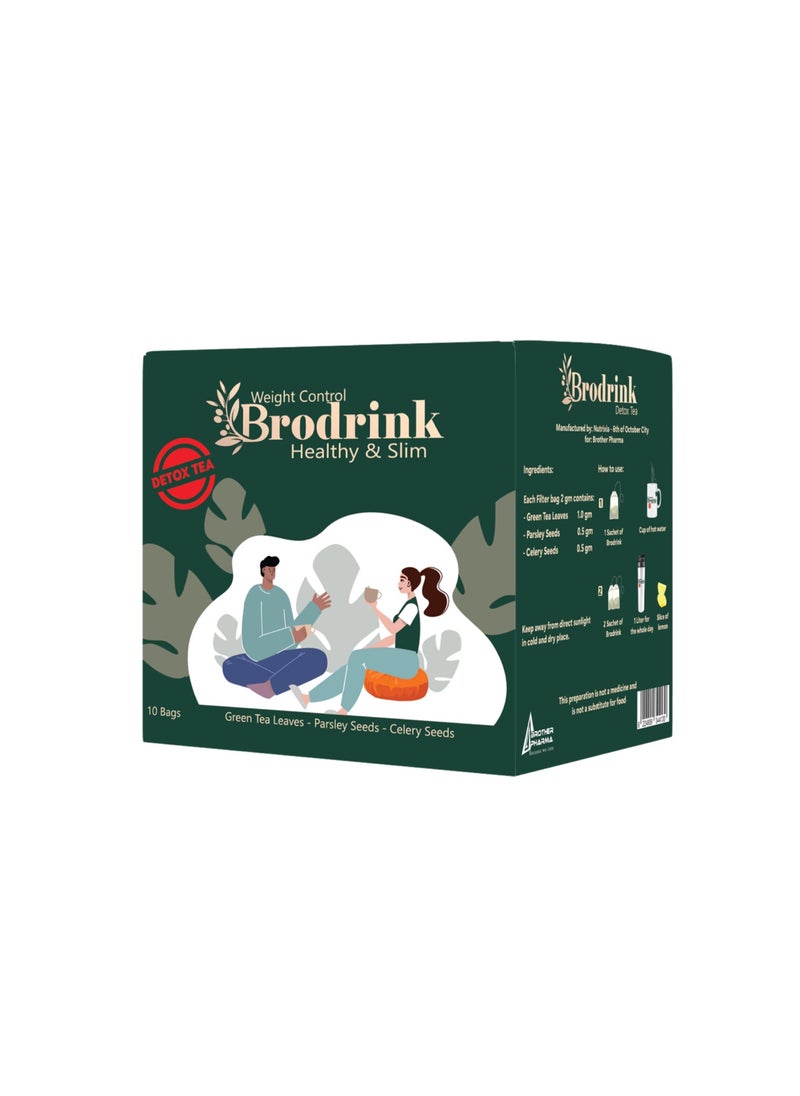 Brother Pharma - BroDrink Detox Tea – Parsley, Celery & Green Tea, Antioxidant Rich, Supports Weight Management & Skin Health, 10 Teabags - Image 1