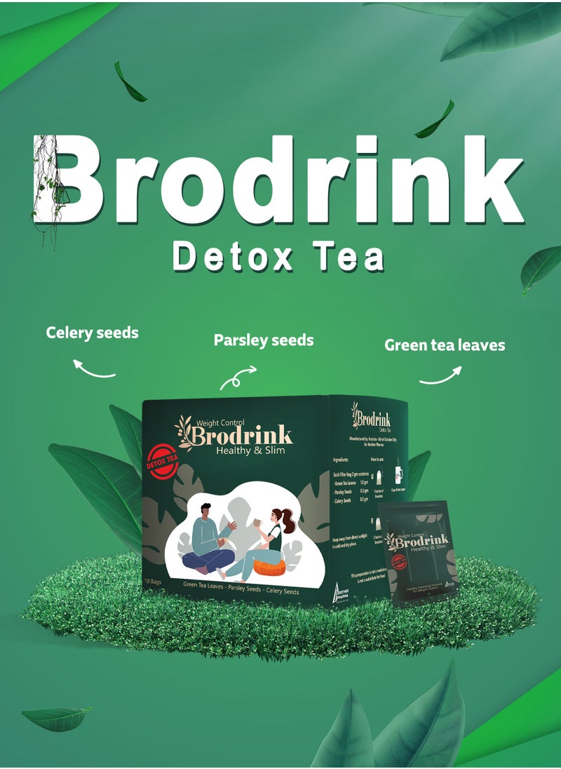 Brother Pharma - BroDrink Detox Tea – Parsley, Celery & Green Tea, Antioxidant Rich, Supports Weight Management & Skin Health, 10 Teabags - Image 1