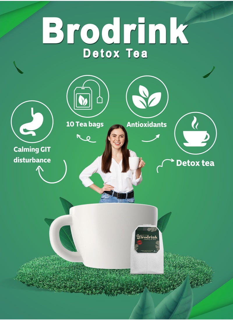 Brother Pharma - BroDrink Detox Tea – Parsley, Celery & Green Tea, Antioxidant Rich, Supports Weight Management & Skin Health, 10 Teabags - Image 1