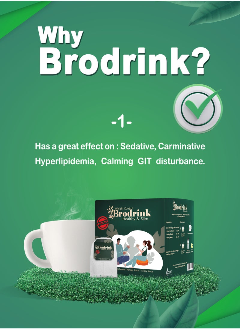 Brother Pharma - BroDrink Detox Tea – Parsley, Celery & Green Tea, Antioxidant Rich, Supports Weight Management & Skin Health, 10 Teabags - Image 1