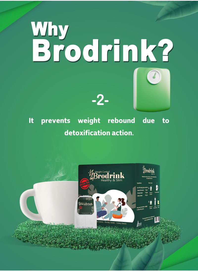 Brother Pharma - BroDrink Detox Tea – Parsley, Celery & Green Tea, Antioxidant Rich, Supports Weight Management & Skin Health, 10 Teabags - Image 1