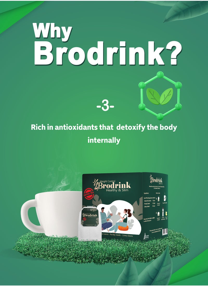 Brother Pharma - BroDrink Detox Tea – Parsley, Celery & Green Tea, Antioxidant Rich, Supports Weight Management & Skin Health, 10 Teabags - Image 1