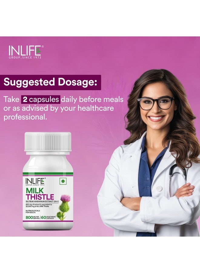 INLIFE Milk Thistle Extract 800mg | 80% Silymarin Liver Support Supplement - 60 Vegetarian Capsules (Pack of 1, 60) - Image 3