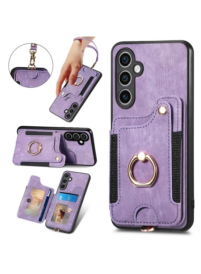 The Bros Case For Samsung Galaxy S23 FE 5G Retro Skin-feel Ring Multi-card Wallet Phone Case