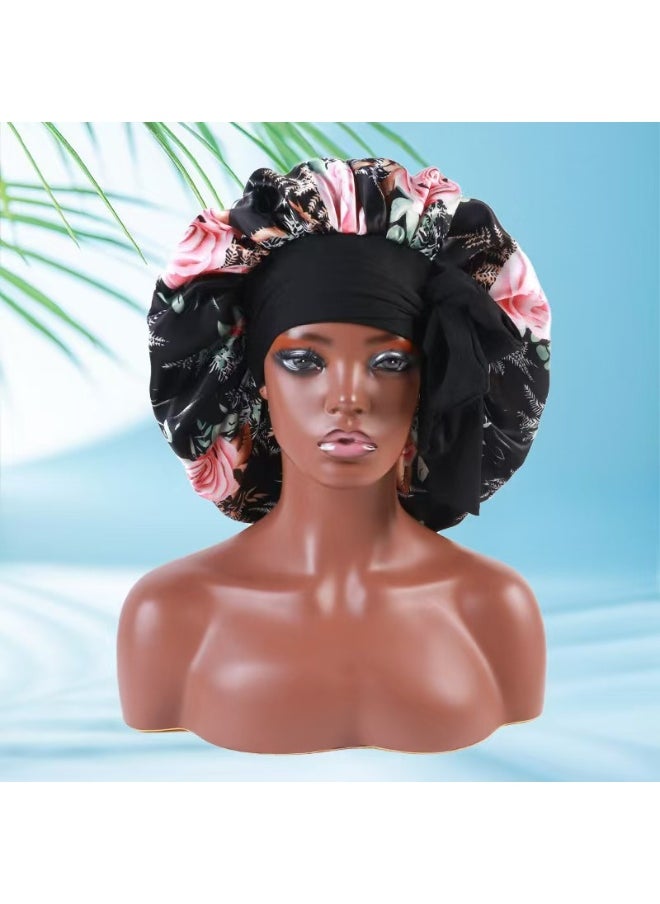 NIBEMINENT Large Satin Sleep Cap with Ties  - Image 1