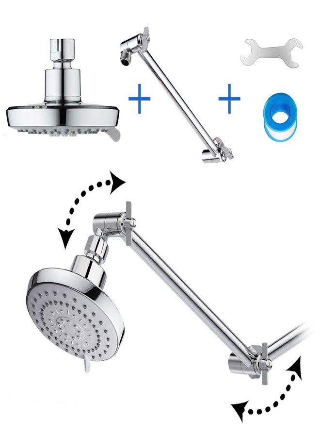 HarJue High Pressure Shower Head with 11 IN Adjustable Arm, Rainfall with Shower Arm-Make Water Flow Down Vertically for Better Bathing Experience(5 In, Chrome) - Image 5