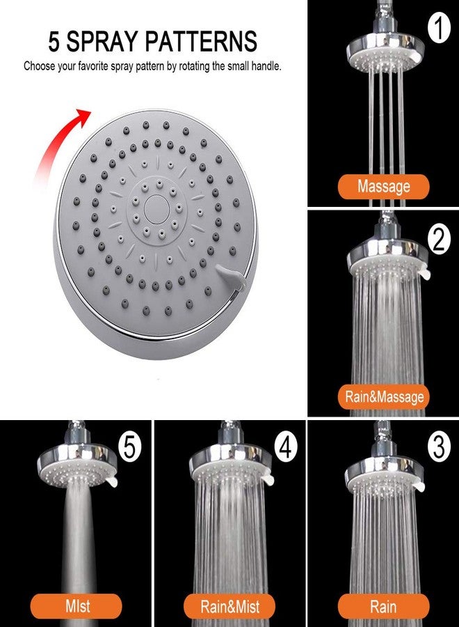 HarJue High Pressure Shower Head with 11 IN Adjustable Arm, Rainfall with Shower Arm-Make Water Flow Down Vertically for Better Bathing Experience(5 In, Chrome) - Image 2