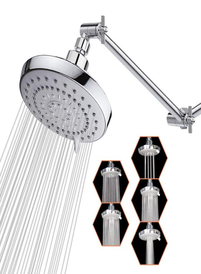 HarJue High Pressure Shower Head with 11 IN Adjustable Arm, Rainfall with Shower Arm-Make Water Flow Down Vertically for Better Bathing Experience(5 In, Chrome) - Image 1