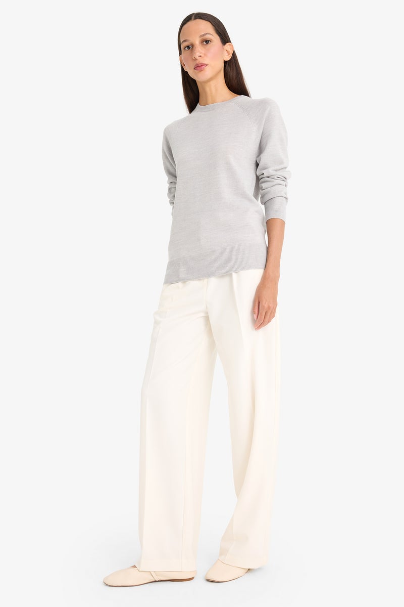 DeFacto Grey Woman Relax Fit Crew Neck Knitwear Pullover Casual - Image 3