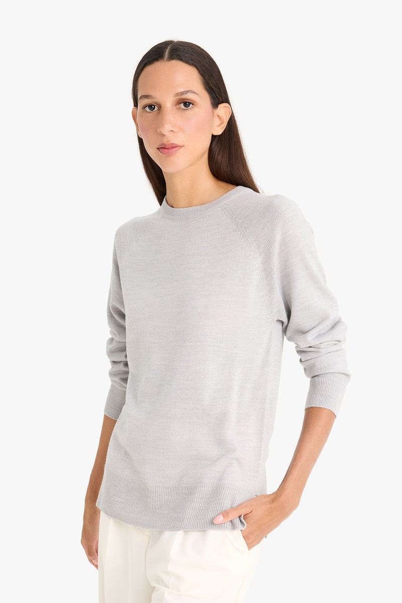 DeFacto Grey Woman Relax Fit Crew Neck Knitwear Pullover Casual - Image 4