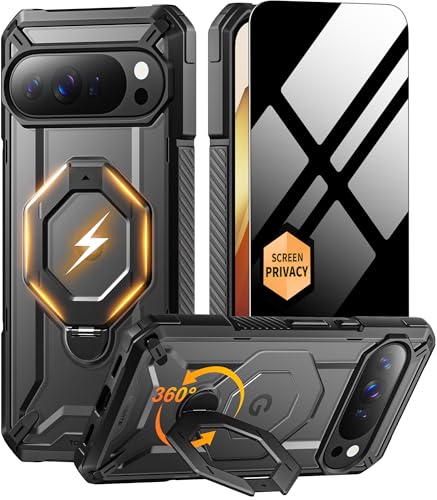 TONGATE for Pixel 10 Pro CasePixel 10 Case with 360 Spin Magnetic Stand Compatible with MagSafe Privacy Screen Protector Military Grade Protection for Google 10Pro Phone Case Black - Image 1