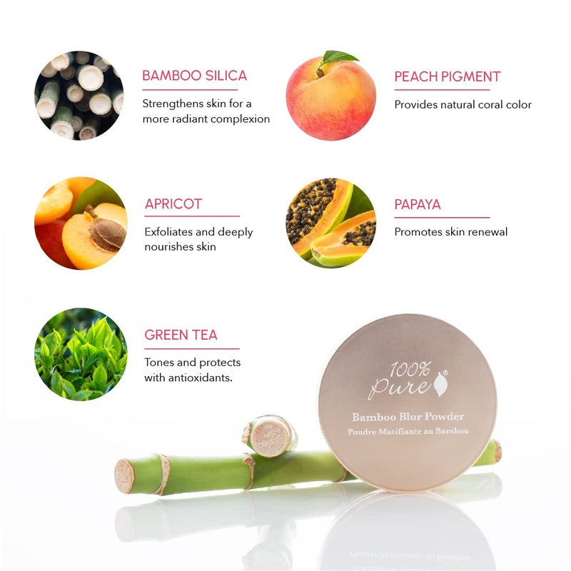 100 % Pure 100% PURE Bamboo Blur Powder Tinted Setting Mattifying Face Makeup, Oil Absorbing Pore Minimizing Light Finish - Long Lasting, Vegan, Fruit Pigmented Tan Color (Tan Shade w/Warm Undertones) - 0.2 Oz - Image 3
