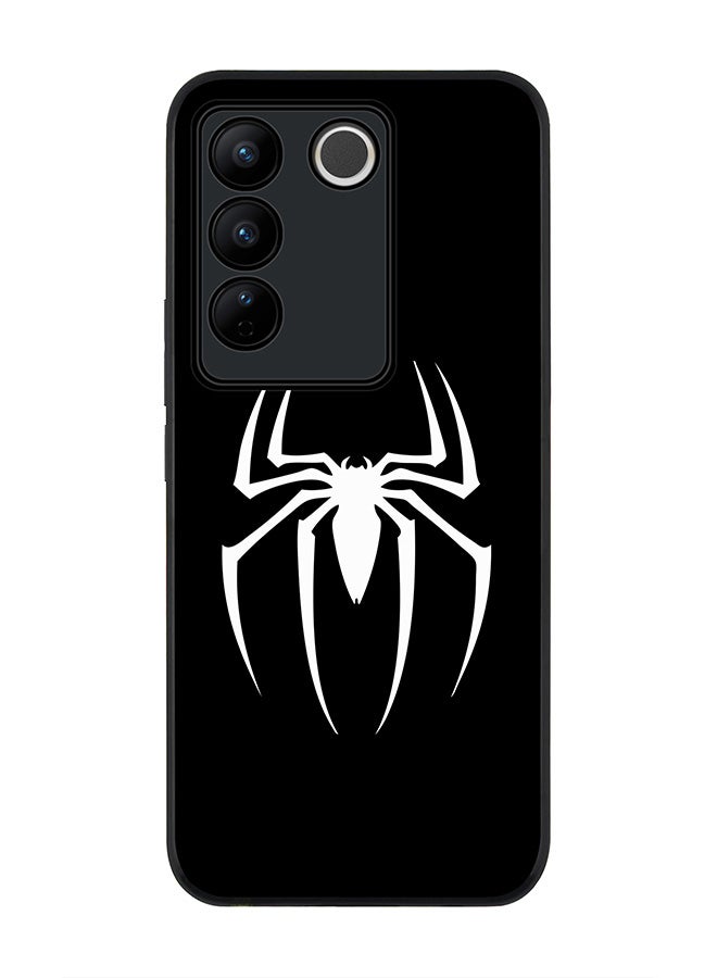 Stylizedd حافظة حواف سوداء متينة لهاتف Vivo V27 / Vivo V27 Pro / Vivo S16، تصميم نحيف مع حواف مطاطية مرنة مضادة للسقوط - سبايدرمارك (أسود) - Image 1