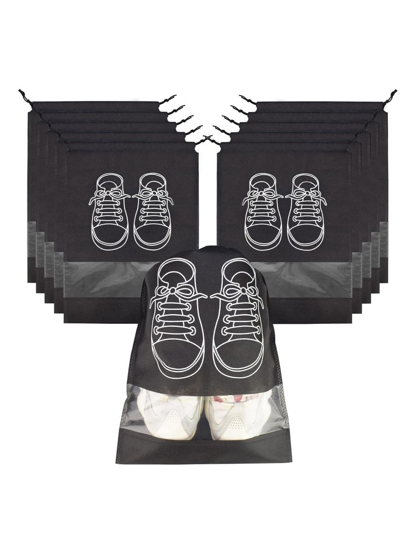 general 10PCS Shoe Bags for Travel,Transparent Shoe Organizers Pouch with Rope, Portable Drawstring Shoe Bags Shoe Storage Bags for Men and Women,Large Shoes Storage Organizers,Clear Drawstring Bags - Image 1