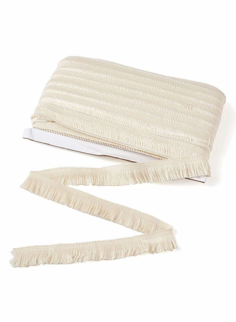 Excefore Polyester Fringe Tassel Lace Trim 1 Inch x 82 Feet Fringe Fibre Trim Linen for Sewing Quilting Clothes Accessories Lampshade Curtain Home Decoration - Image 1