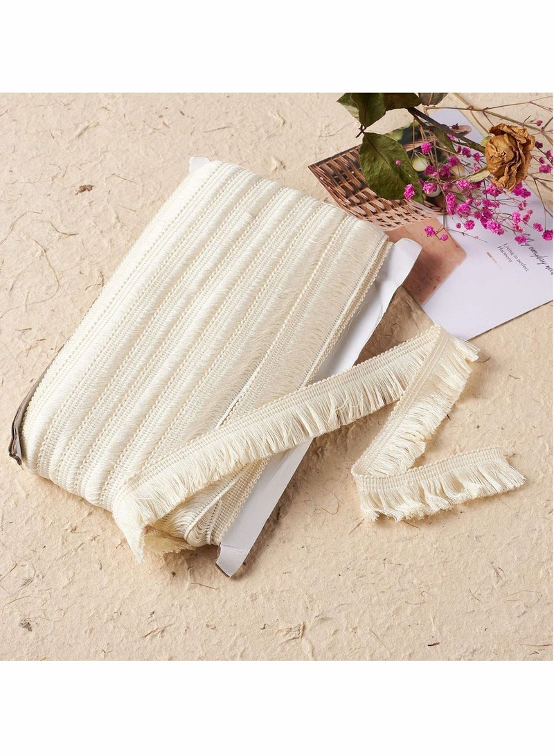 Excefore Polyester Fringe Tassel Lace Trim 1 Inch x 82 Feet Fringe Fibre Trim Linen for Sewing Quilting Clothes Accessories Lampshade Curtain Home Decoration - Image 3