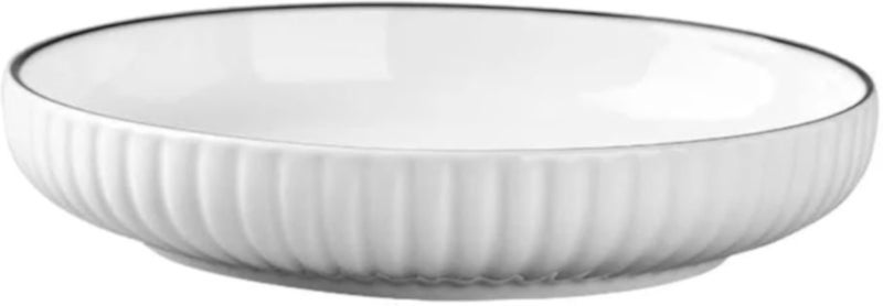 White Ceramic Pasta Bowl 18cm Microwave Dishwasher Safe Deep Soup Plate Modern Minimalist Dinnerware For Pasta Salad Rice Main Dishes (1Pc)