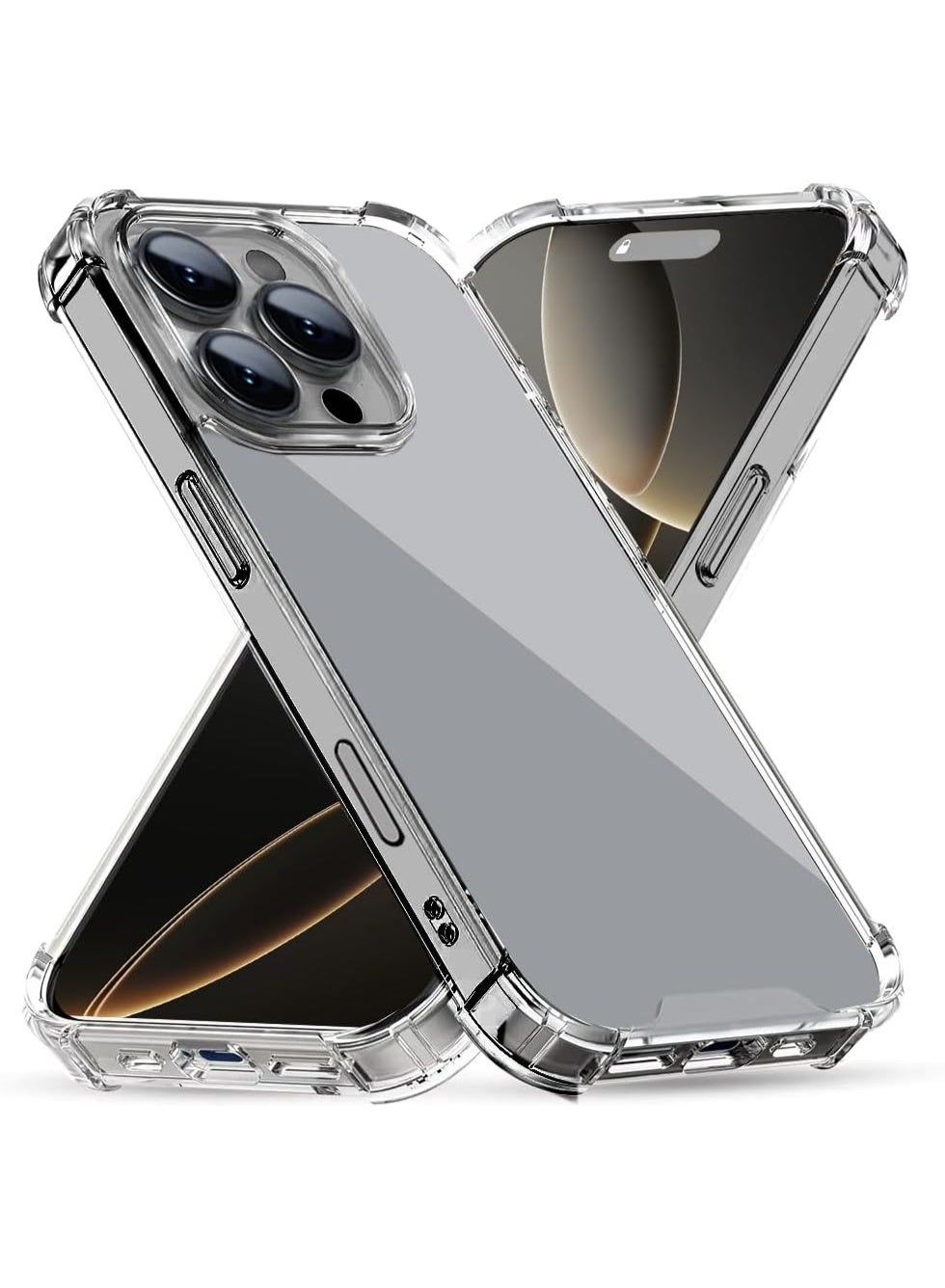 Clear Case for iPhone 16 Pro Max 6.9-Inch, Shockproof Phone Bumper Cover, Solid Color TPU Frame, Anti-Scratch Clear Back