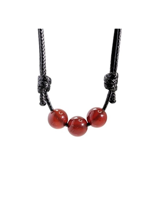 Luck Strings Carnelian Gemstone Beads Pendant Necklace with Adjustable Wax Nylon Cord - Unisex Beaded choker Men Women, Adjustable - opens from 16" to 32" inches, Gemstone, Carnelian - Image 1