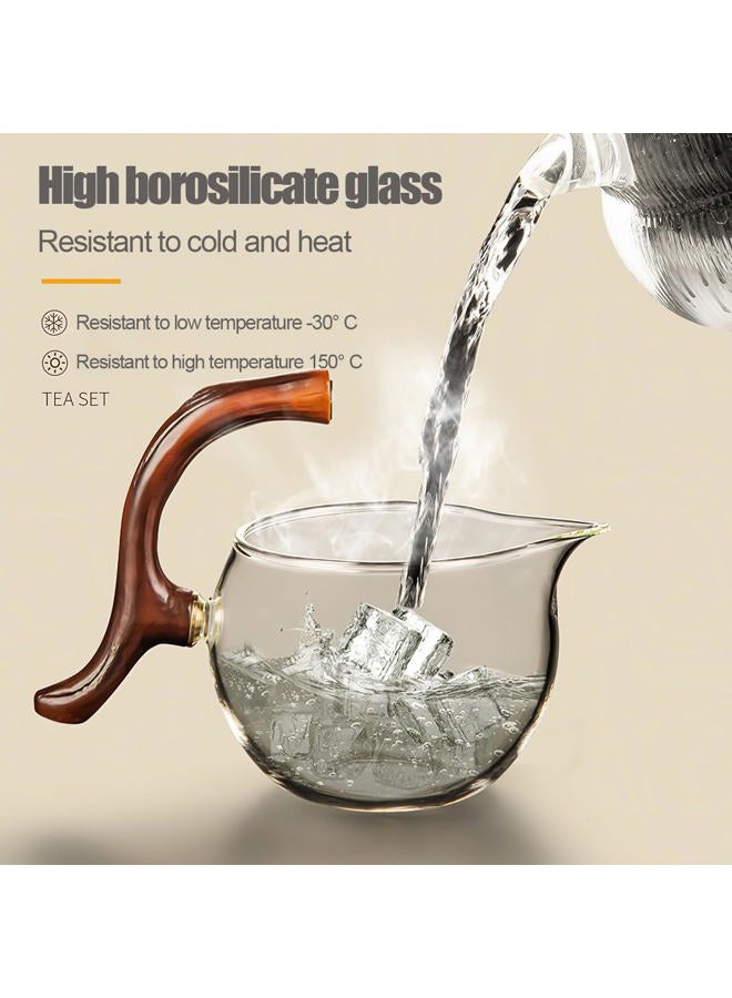 CUNHUY Lazy Kungfu Drip TeaPot, Heat Resistant Tea Set, Semi-Automatic Glass Teapot Suit for Magnetic Water Flow Wooden Glass Teapot Set - Image 4
