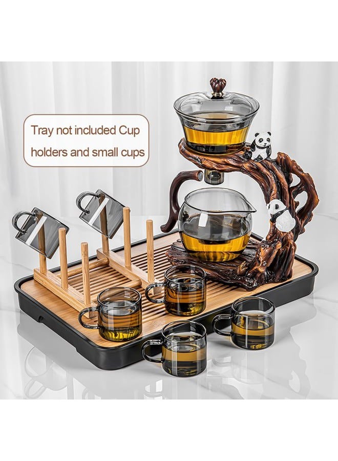 CUNHUY Lazy Kungfu Drip TeaPot, Heat Resistant Tea Set, Semi-Automatic Glass Teapot Suit for Magnetic Water Flow Wooden Glass Teapot Set - Image 5