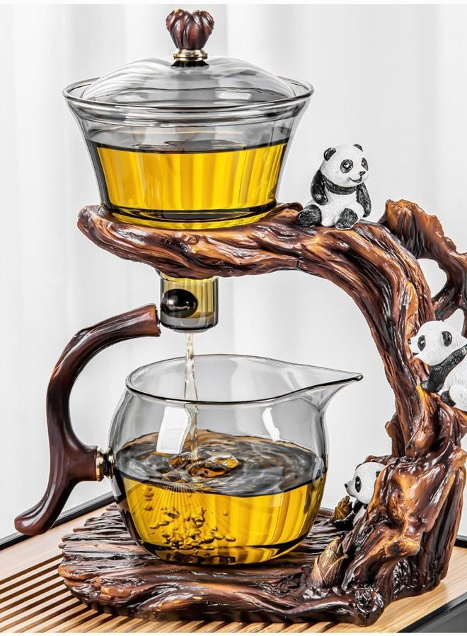 CUNHUY Lazy Kungfu Drip TeaPot, Heat Resistant Tea Set, Semi-Automatic Glass Teapot Suit for Magnetic Water Flow Wooden Glass Teapot Set - Image 1