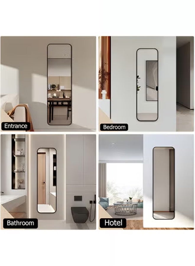 Taimi Rectangular Mirror 120x30cm with Rounded Edges, Full Length Mirror with  Metal Frame, Floor Mirror, Wall Mirror Hanging or Tilt for Living Room, Bedroom, Entryway Black - Image 3