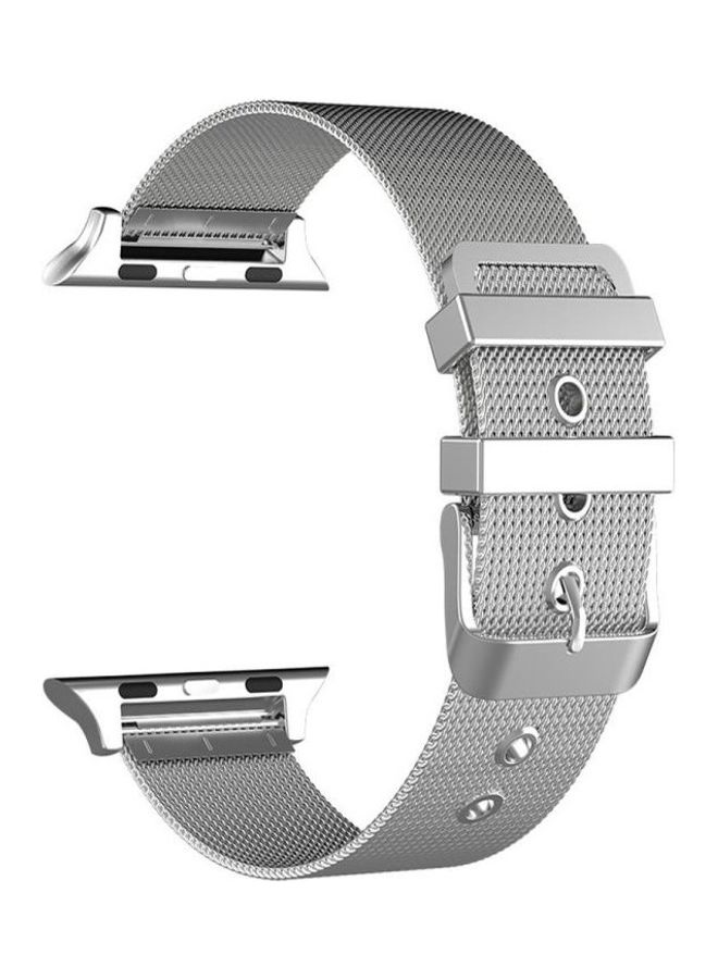 Loquat Milanese Watchband For Apple Watch Series 7 45mm/6 u0026 SE u0026 5 u0026 4 44mm/3 u0026 2 u0026 1 42mm Silver - Image 1