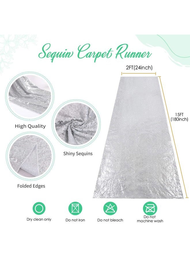 B.Cool Silver Sequin Tablecloth Christmas 50x80 Inch Glamorous Halloween Table Cloth for Thanksgiving Day Wedding Party Curtain Birthday New Year and Other Events Decor - Image 2