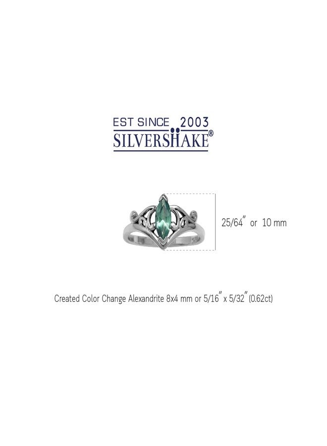 Silvershake خاتم فضة 925 بتصميم ماركيز مع ألكسندريت متغير اللون بحجم 10.5 - Image 3