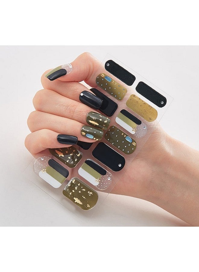 3D Nails Stickers for Women, Girls, Female & Kids Waterproof Nail Art Glittery Luxury Extension Peel Off Self-Adhesive DIY Nails Stickers 14 Tips DQ3-068 (Multicolored) - Image 1