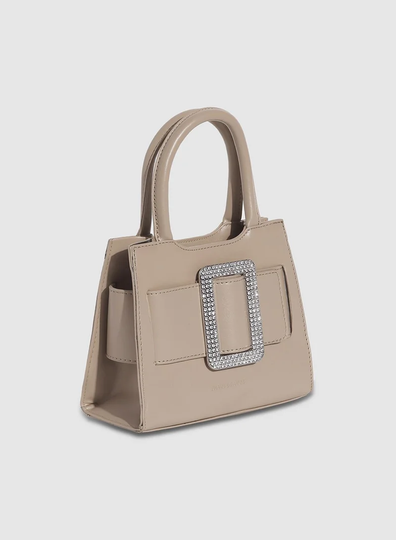 Haute Sauce  Buckle Mini Handbag - Beige for Women | Best Price UAE