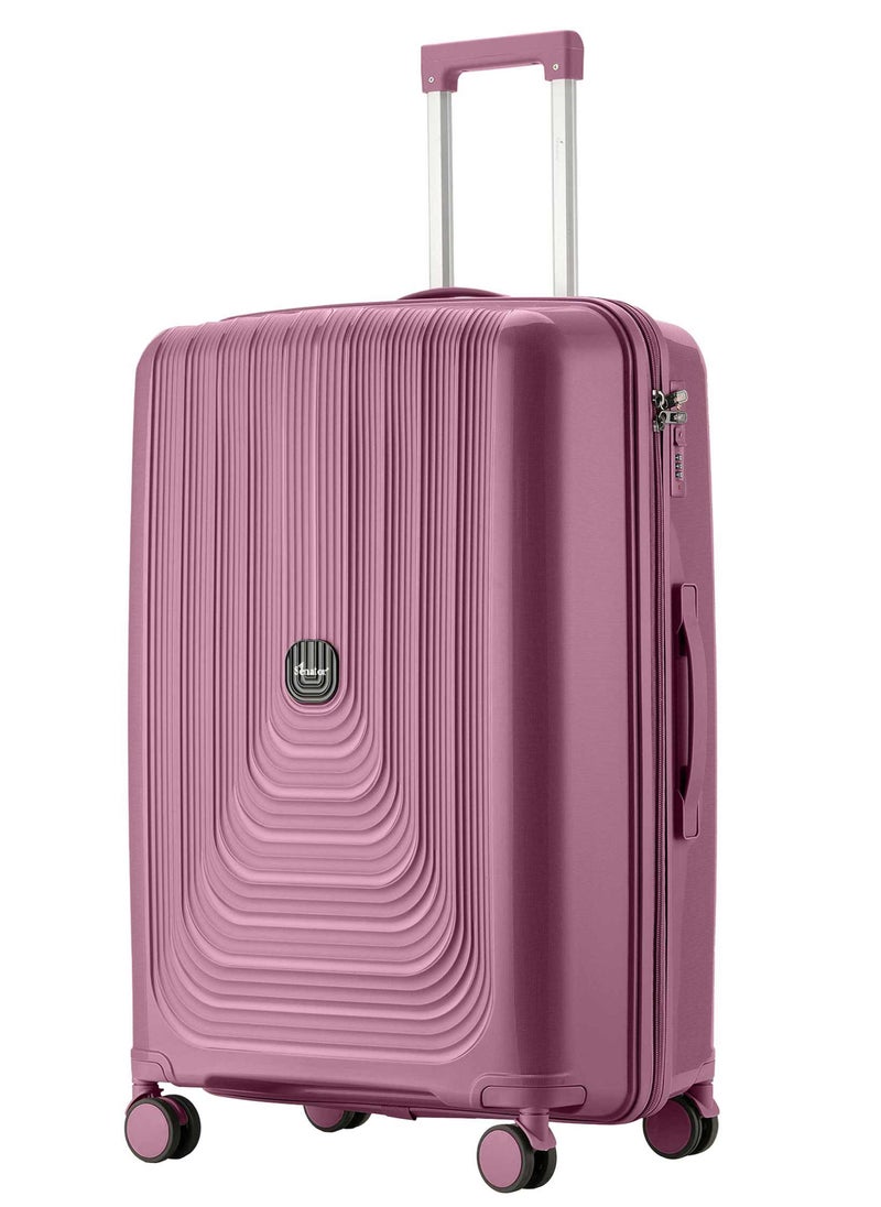 SENATOR Unisex Hard Case Large Checked Luggage Lightweight PP Fashion Trolley Luggage with 4 Double Spinner Wheel and 3-Digit Combination Lock KH1009 Purple  - Image 1