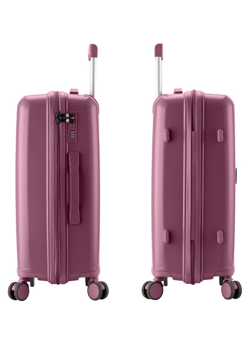 SENATOR Unisex Hard Case Large Checked Luggage Lightweight PP Fashion Trolley Luggage with 4 Double Spinner Wheel and 3-Digit Combination Lock KH1009 Purple  - Image 3