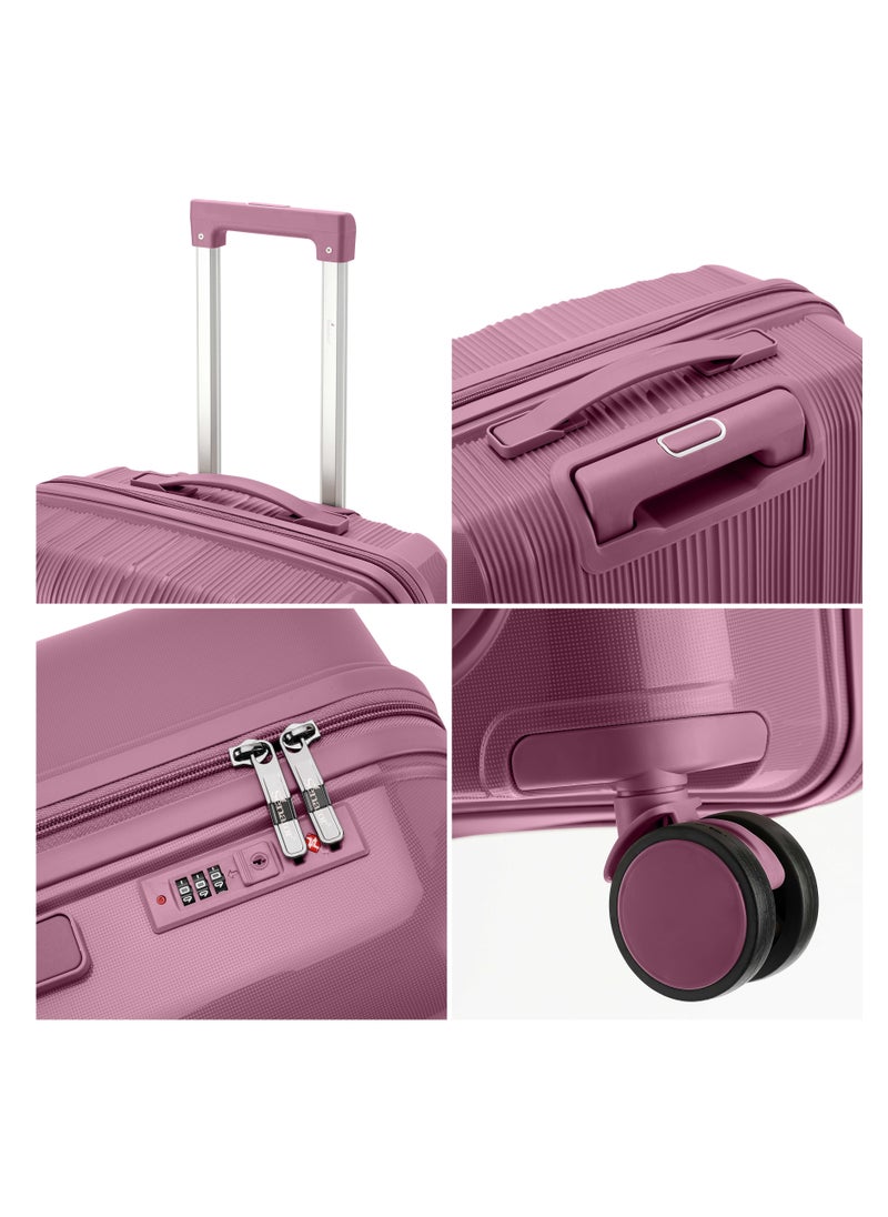 SENATOR Unisex Hard Case Large Checked Luggage Lightweight PP Fashion Trolley Luggage with 4 Double Spinner Wheel and 3-Digit Combination Lock KH1009 Purple  - Image 4