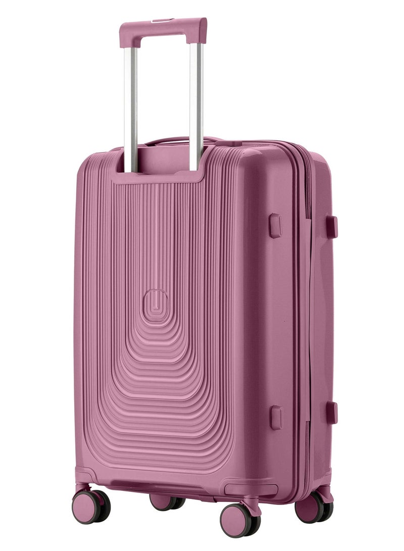 SENATOR Unisex Hard Case Large Checked Luggage Lightweight PP Fashion Trolley Luggage with 4 Double Spinner Wheel and 3-Digit Combination Lock KH1009 Purple - Image 3