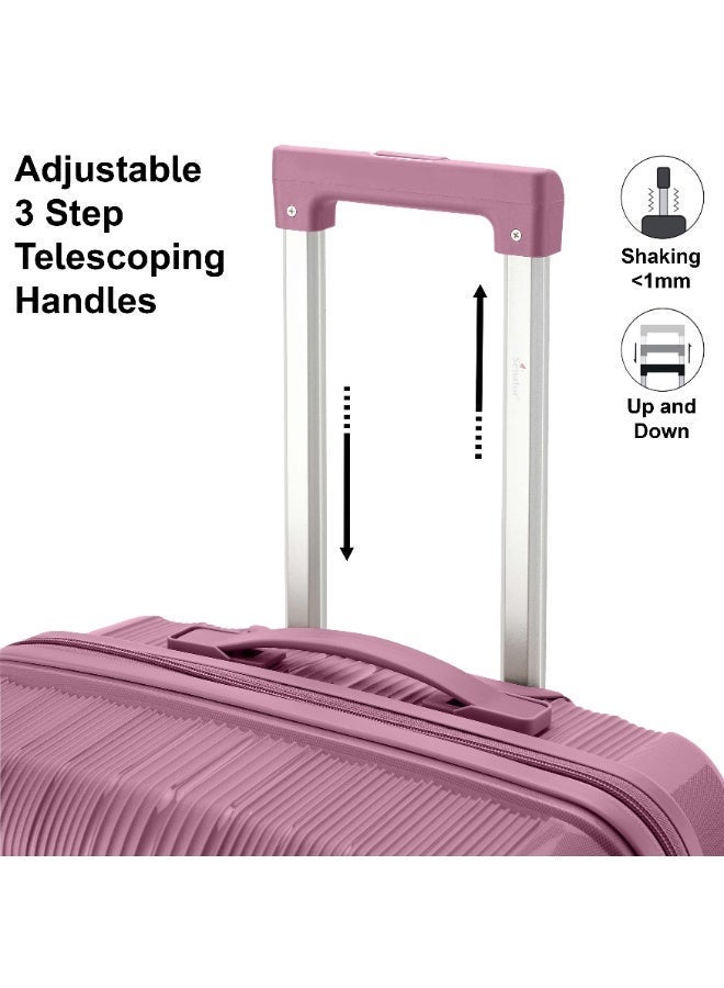 SENATOR Unisex Hard Case Large Checked Luggage Lightweight PP Fashion Trolley Luggage with 4 Double Spinner Wheel and 3-Digit Combination Lock KH1009 Purple - Image 4