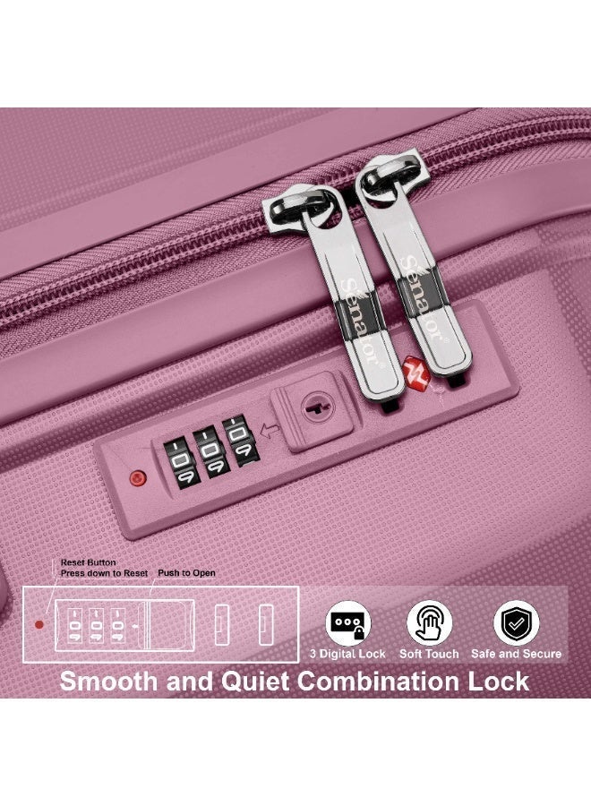 SENATOR Unisex Hard Case Large Checked Luggage Lightweight PP Fashion Trolley Luggage with 4 Double Spinner Wheel and 3-Digit Combination Lock KH1009 Purple - Image 5