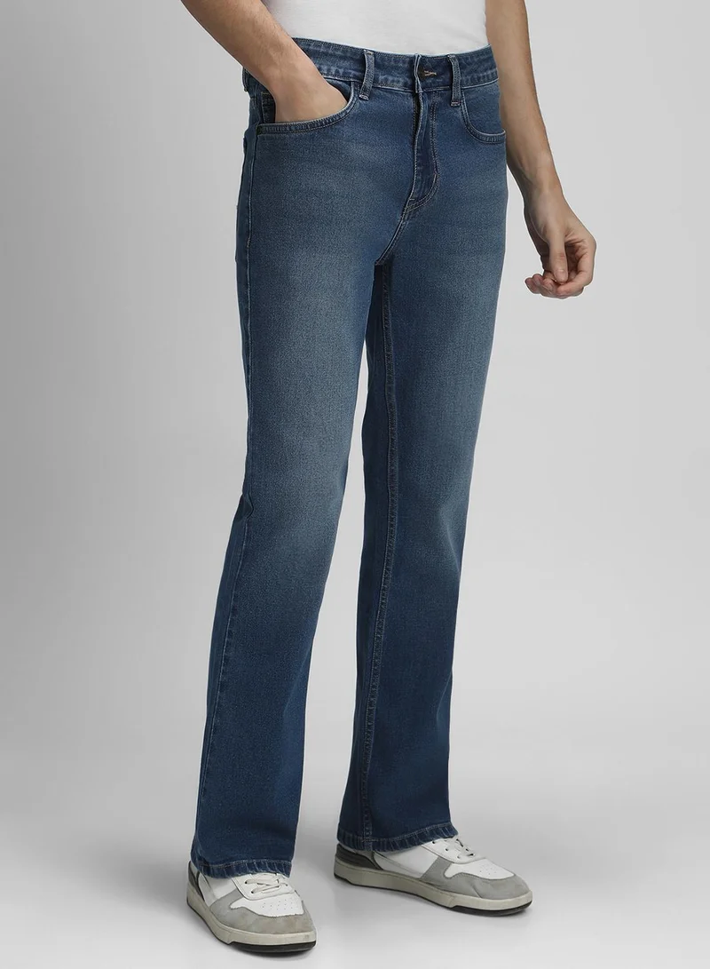 Dennis Lingo  Men's Indigo Cotton Blend Solid Full Length Bootcut Jeans for Men | Best Price UAE