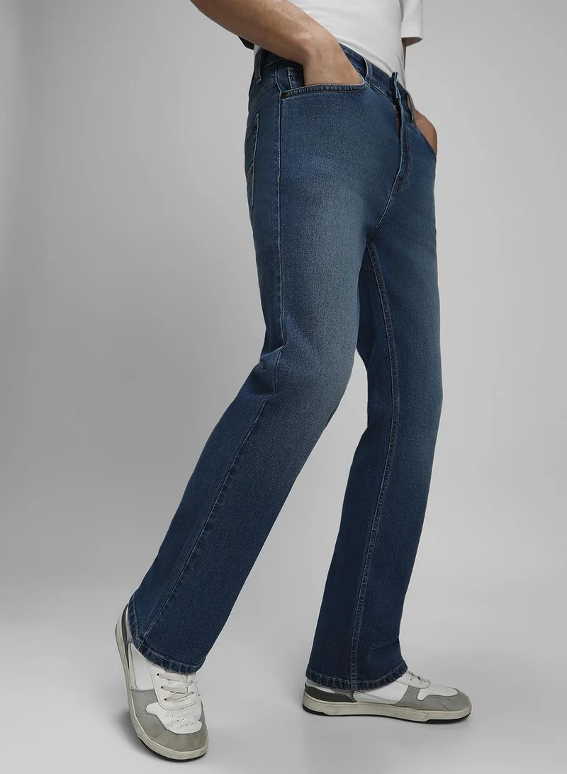 Dennis Lingo  Men's Indigo Cotton Blend Solid Full Length Bootcut Jeans for Men | Best Price UAE