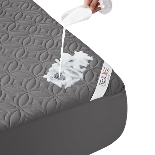 BEDLORE Waterproof Mattress Protector, Queen Size Mattress Pad Noiseless with Deep Pocket 6"-18" Depth, Soft Breathable Dirt-Proof Bed Mattress Cover Washable for Home, Bedroom, Hotel (Gray) - Image 1
